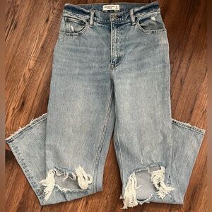 Abercrombie 90s Straight Ultra High Rise Ripped Jeans